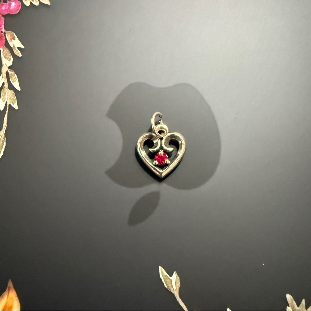 Authentic James Avery Remembrance Heart Birthstone Charm in Ruby.